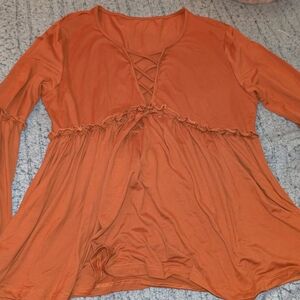 Women's Orange Long Sleeve Top